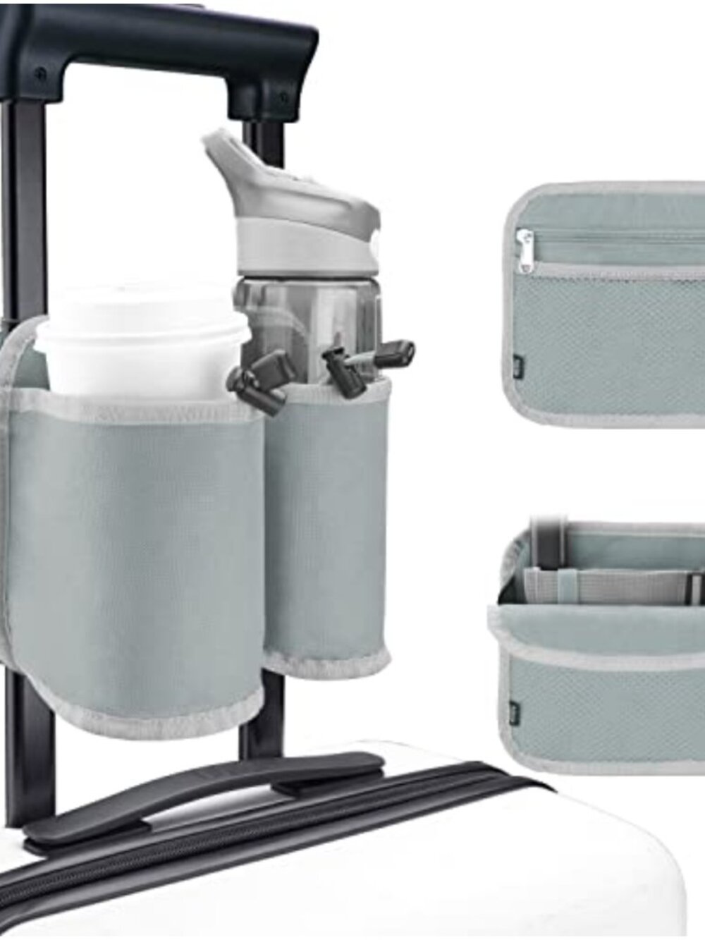 Luggage Cup Holder Travel Drink Carrier Suitcase Handle Fits Mugs Bottles